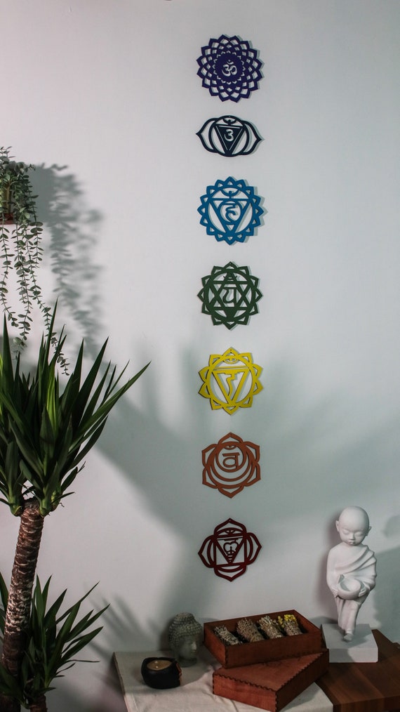 Chakra Wall Hanging , Spiritual Decor, 7 Pieces Chakra, Chakra