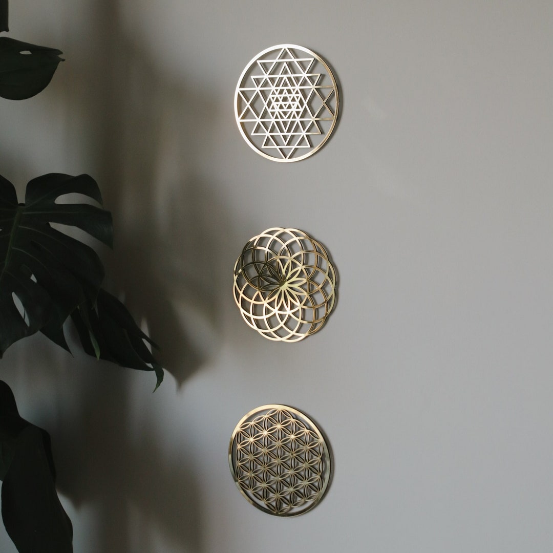 Flower of Life Wall Art Set , Sri Yantra Wall Art, Torus Wall Art ...