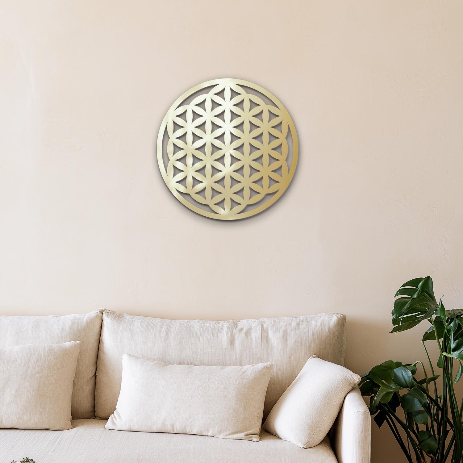 Golden Flower of Life Wall Art - Sacred Geometry Decor for Spiritual ...