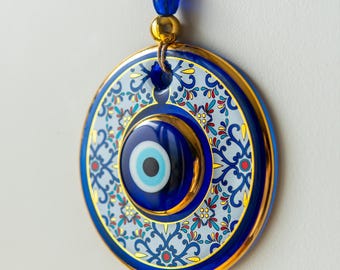 Evil Eye Wandbehang, Geometrisches Nazar Boncugu, Hausschutz Charm, Spirituelle Dekoration, Good Luck Geschenk, Frauentagsgeschenk