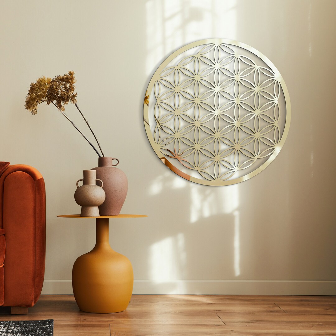 Flower of Life Wall Art, Flower of Life Golden Decor, Sacred Geometry ...
