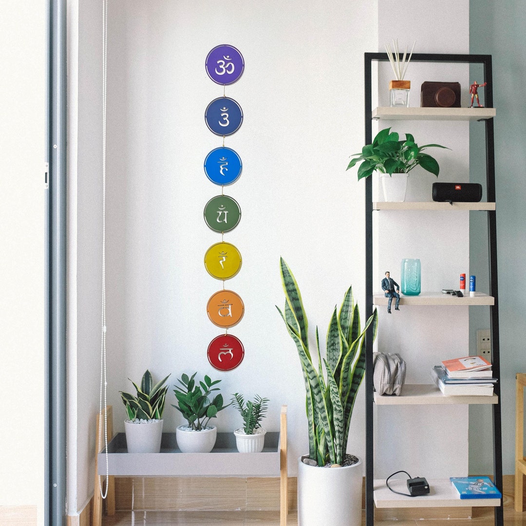 Wall Hanging Chakra Set, Seven Chakra Wall Art Set - Chakra Wall Decor ...