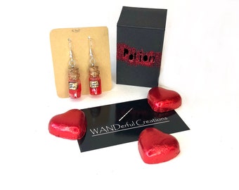 VALENTINE Love potion silver EARRINGS, Valentines gift