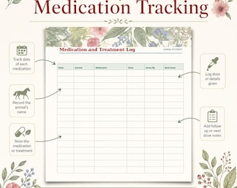 Animal Medication Log Printable, Livestock Treatment Record PDF, Farm Animal Tracker