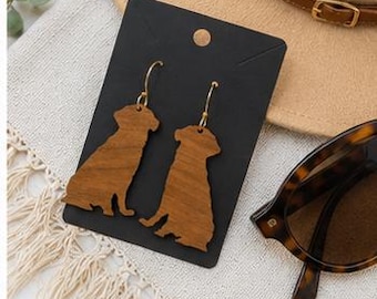 Handmade Wooden Dog Silhouette Earrings