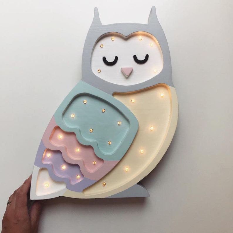 Wooden Owl Lamp Etsy