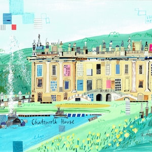 Chatsworth, Chatsworth House, Chatsworth Print, Chatsworth House Derbyshire, arte de parede Chatsworth, arte de parede britânica, casa senhorial inglesa