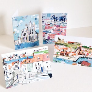 Cartes Whitby, jeu de cartes Whitby, cartes Whitby de peintures originales, cartes North Yorkshire, cartes côtières, village côtier, Whitby