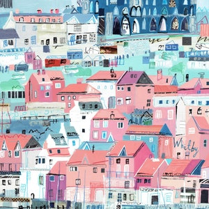 Whitby Print, Whitby Harbour, Whitby Painting, Whitby, Whitby Art, Whitby North Yorkshire, Whitby Travel Art, Whitby Wall decor,