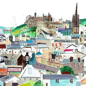 Edinburgh City Art Print, Edinburgh City, Edinburgh Art, Edinburgh Poster, Edinburgh Print, Scotland Print, Scotland Art, Edinburgh Castle