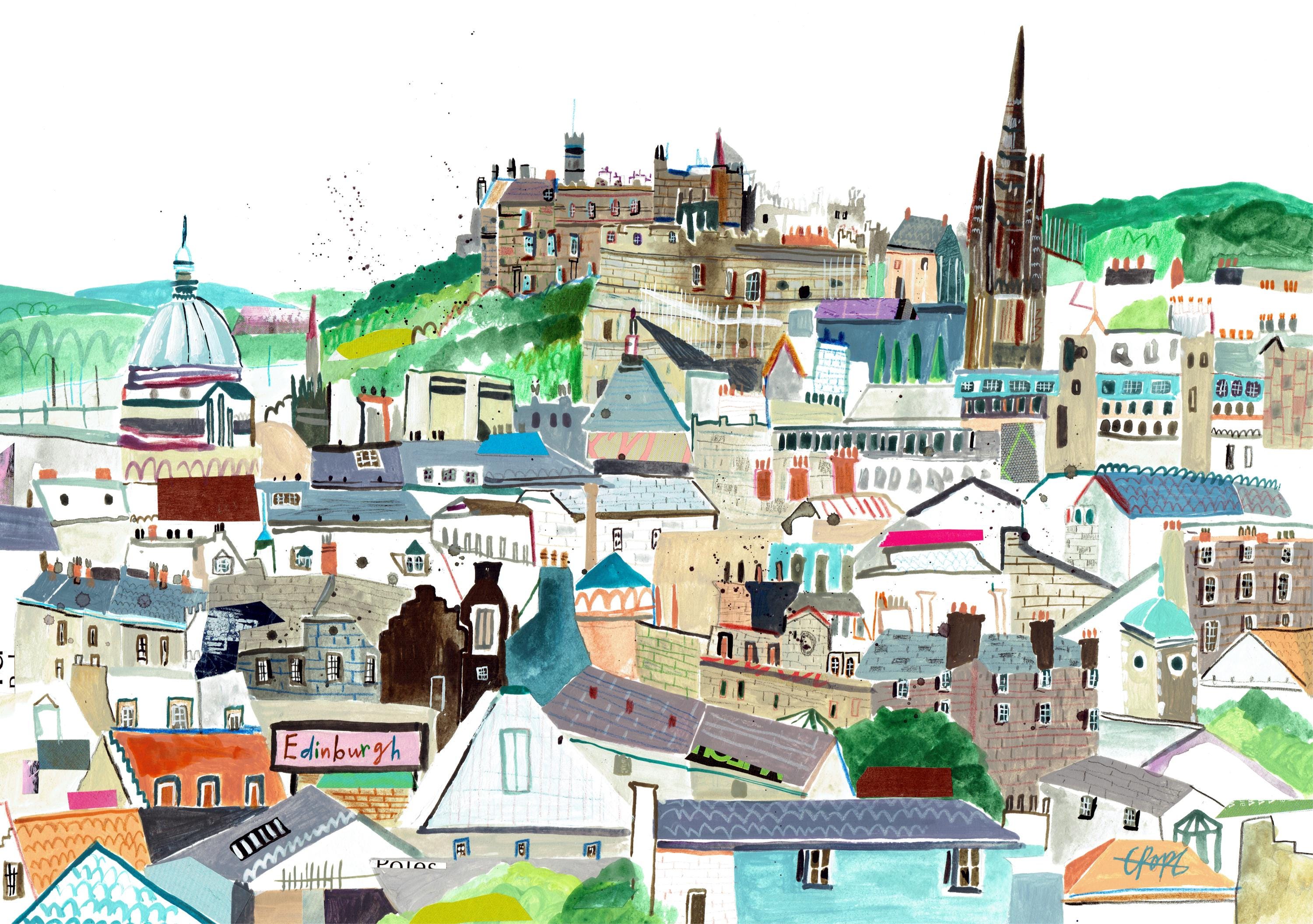 Edinburgh City Art Print, Edinburgh City, Edinburgh Art, Edinburgh Poster, Edinburgh Print, Scotland Print, Scotland Art, Edinburgh Castle