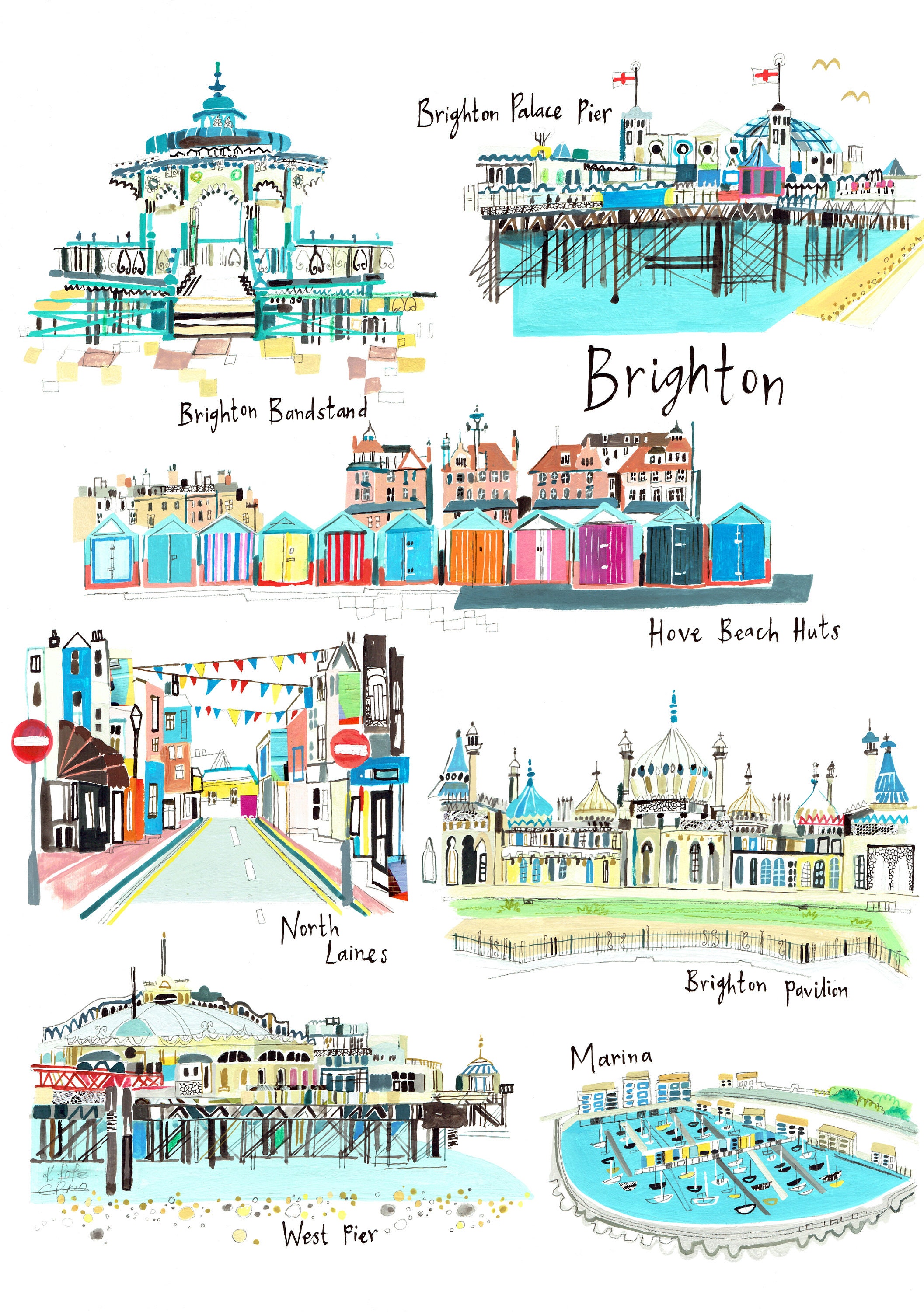 Brighton. Brighton Art. Brighton Attractions. Brighton Art Print. Brighton Gifts. Brighton Painting. Brighton Landmarks. Brighton Pier