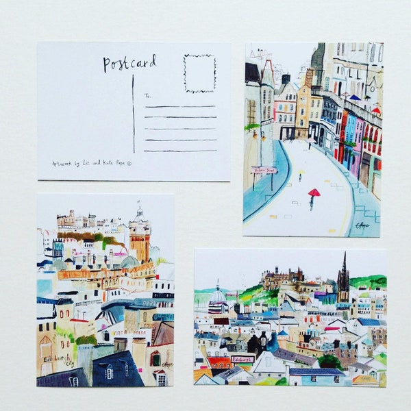 Edinburgh Postcards, Edinburgh, Set of Edinburgh Postcards, Edinburgh City, Set of 3 Edinburgh Postcards, Edinburgh Castle, Victoria Street