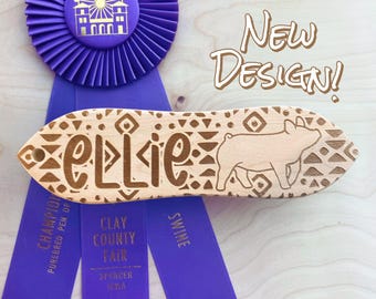 Personalized Show Pig Brush: Aztec Livestock Gift