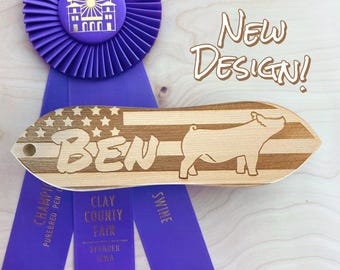 Personalized Show Pig Brush: American Flag Livestock Gift