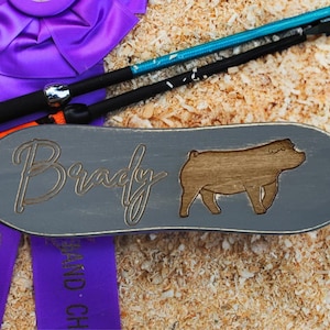 Custom Show Brush, Show Pig Brush, Personalized Livestock Supplies - Gray
