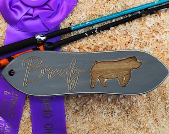Personalized Show Pig Brush: Custom Livestock Supplies - Gray