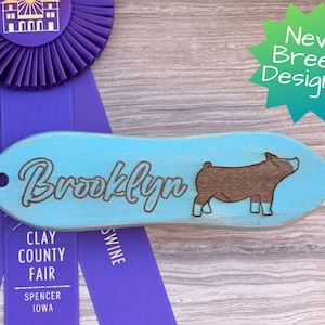 Personalized Show Pig Brush: Custom Livestock Supplies - Light Blue