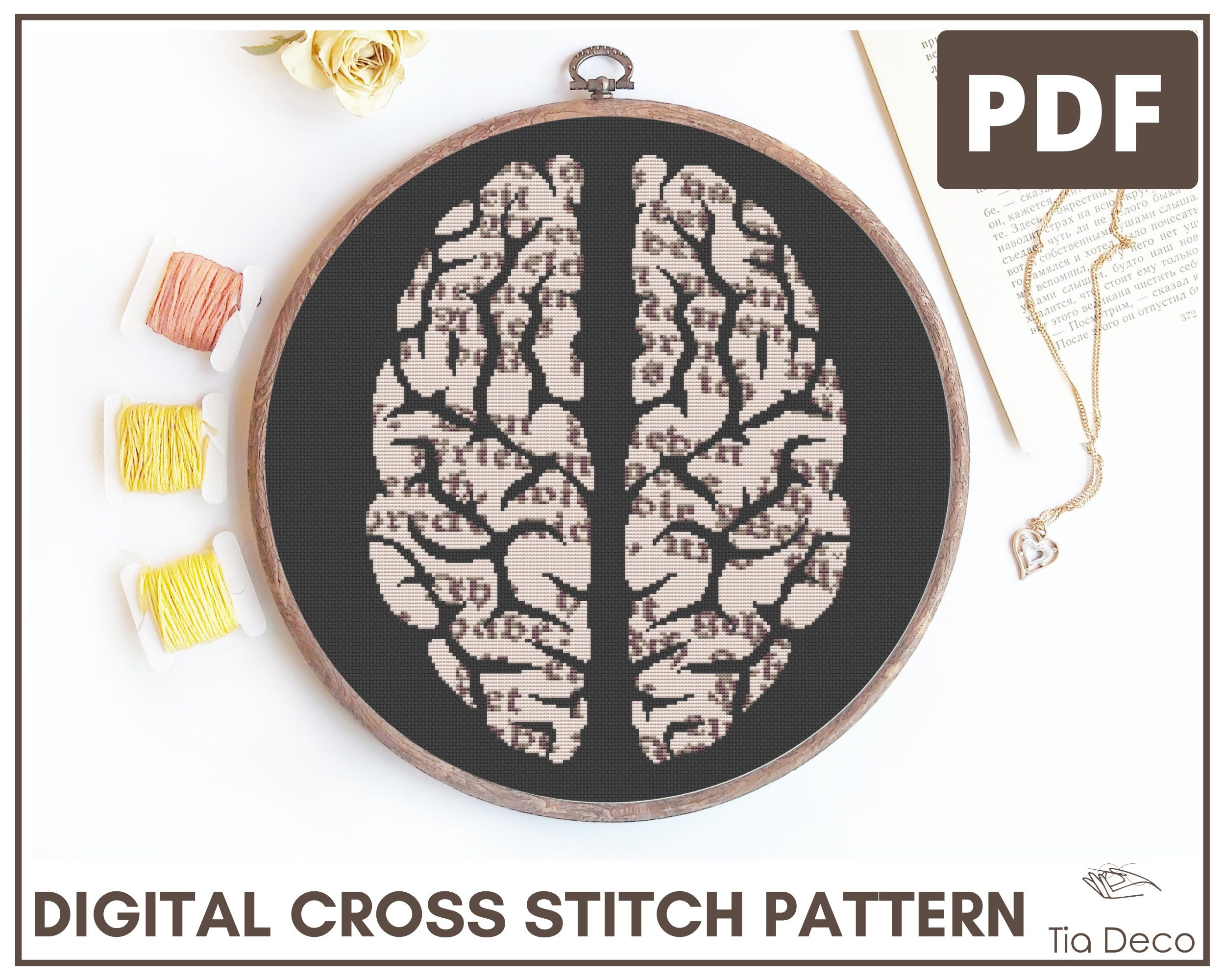 Brain Cross Stitch Chart Anatomy cross stitch PDF pattern Snarky cross stitch pattern INSTANT DOWNLOAD