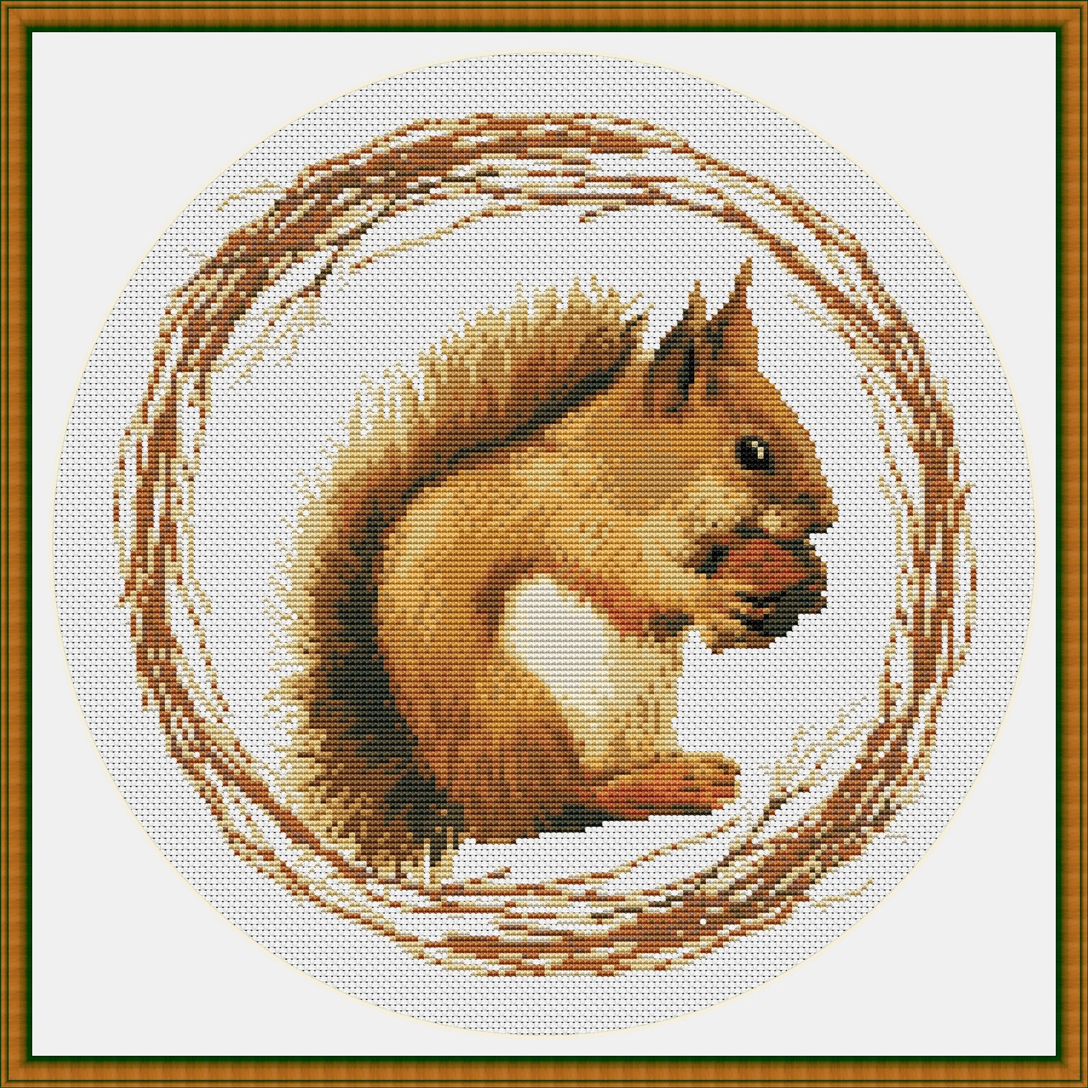 Squirrel Cross Stitch Pattern PDF Easy Autumn Wreath Digital | Etsy