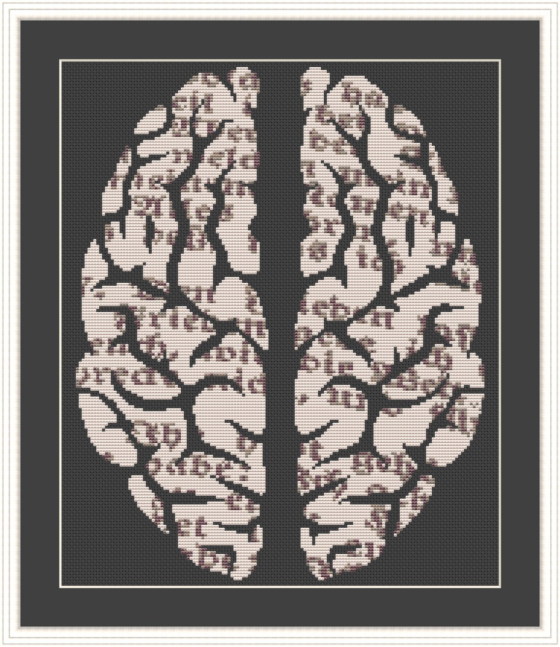 Anatomy cross stitch PDF pattern Brain Cross Stitch Chart Etsy