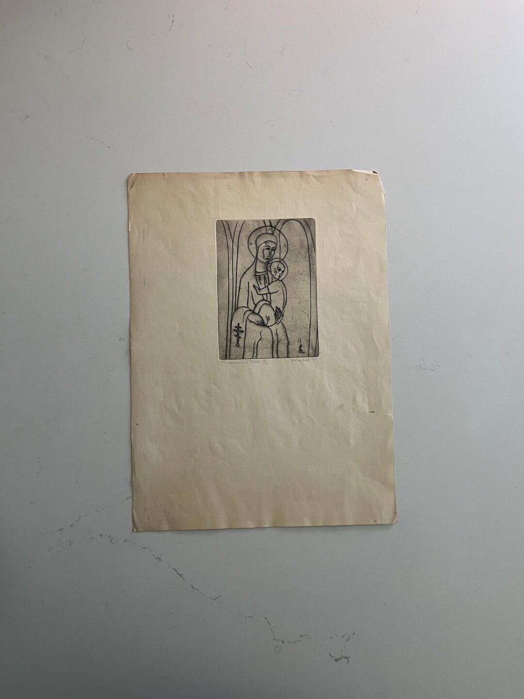 Vintage Original Lithograph Artwork - Unframed Vintage Madonna and ...
