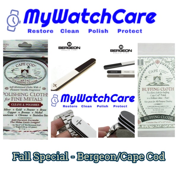 Bergeon Watch Scratch Removal Stick w/Cape Cod Polish & Buffing Cloth - 24 pc Kit - **Ships Free**