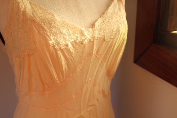 vintage 1930's long slip delicate with lace hem