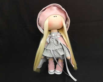 Textile Handmade Doll. Fabric Doll. Nursery Decor Doll. Rag Doll
