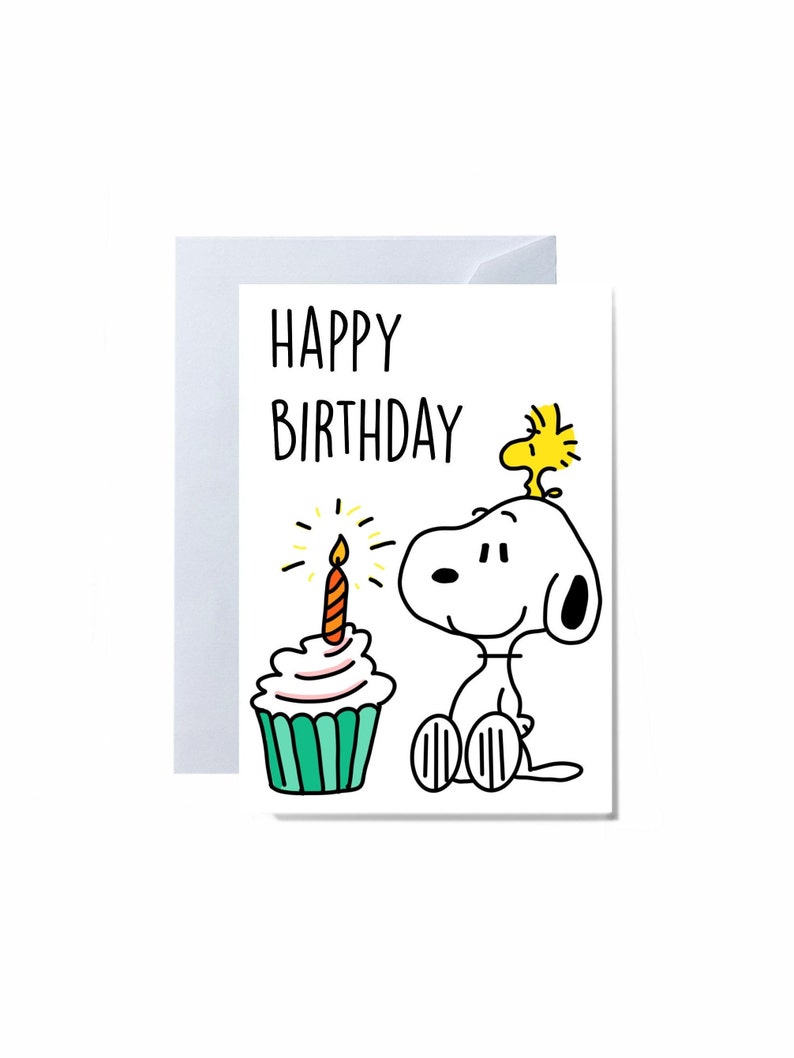 Cute snoopy birthday cards Cartoon cards Dog cards | Etsy