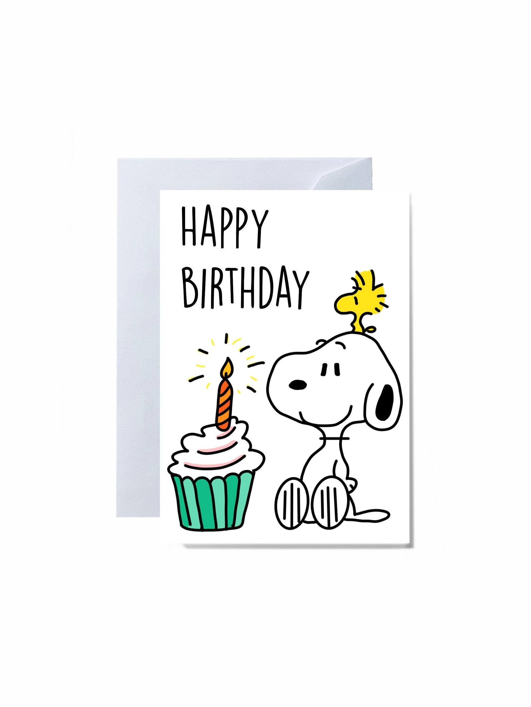 Cute snoopy birthday cards Cartoon cards Dog cards Etsy