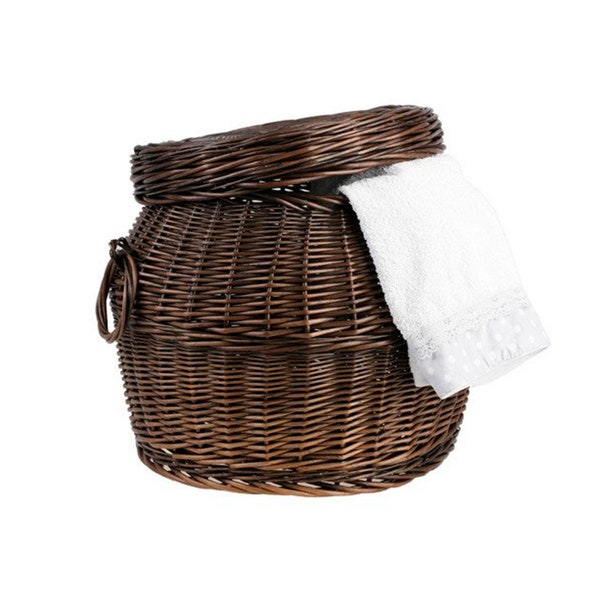 Wicker Laundry Basket, Laundry Basket with Lid, Natural Colour Wicker, Wicker Seat, Small Stool, Storage Basket, Laundry Hamper