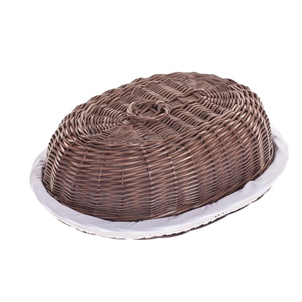 Oval Brown Wicker Basket for Bread, Natural Breadbox, Decorative Bread Bin, Ecological Container for Bread, Baskets for Bread, Natural