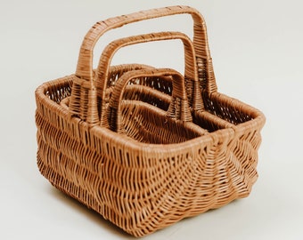 Wicker Cute Basket, Easter Basket for Child, Three Sizes, Natural Basket, Ecological Handmade Basket, Handicraft, Trinket Basket