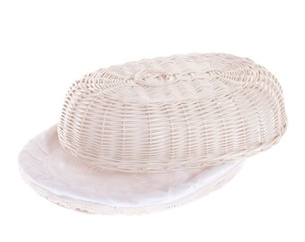 Panier en osier blanc pour le pain, Boîte à pain naturel, Bac à pain décoratif, Container écologique pour le pain, Paniers pour le pain