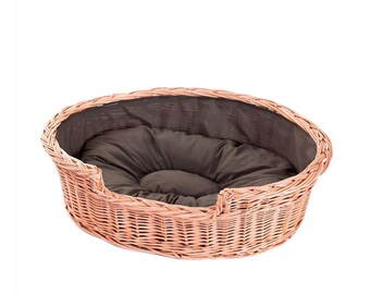 Wicker Hundebett Natürliches bequemes Haustierbett, Weiches Hundebett, Hundehaus, Korbbett, Runder Tierkorb, Katzenbett