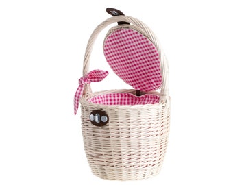 White Wicker Bag, Handbag, Round Wicker Bag, Women Accessories, Basket Bag, Environmentally Friendly Handbag, Gift