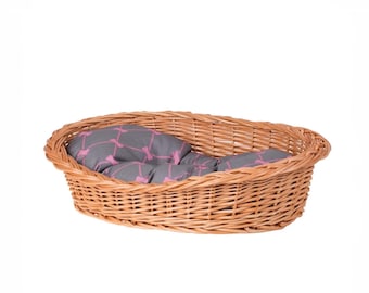 Lit pour chien en osier, accessoires écologiques pour animaux, couleur naturelle de l'osier, maison pour chien, maison pour chat