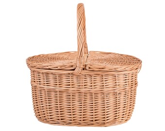 Wicker Picnic Basket, Natural Colour of Wicker, Ecological Product, Handmade, Picnic Accessories, Wicker Basket