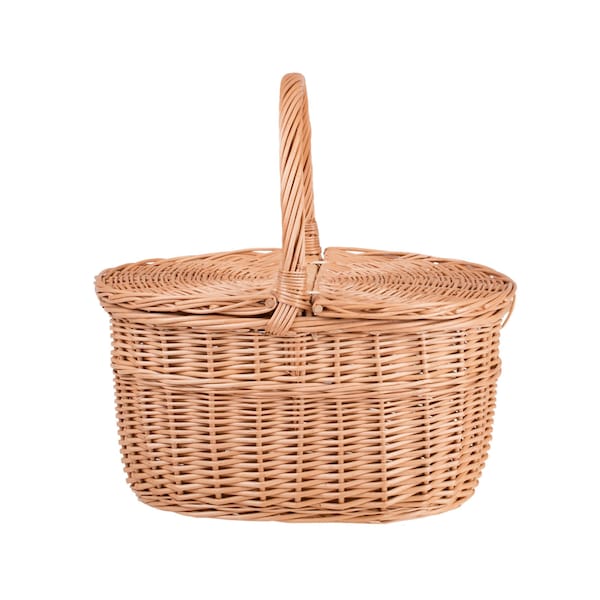 Picknickkorb aus Weide, natürliche Farbe der Weide, ökologisches Produkt, handgefertigt, Picknickzubehör, Weidenkorb