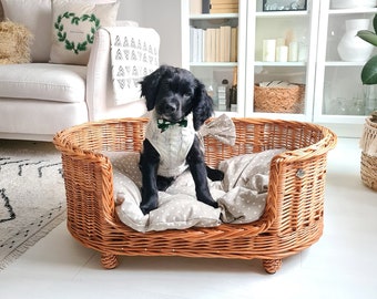 Wicker Dog Bed, Ecological Accessories for Pet, Natural Color of Wicker, Dog Home, Cat Home, Comfy Pet Bed, Handmade Basket for Pets