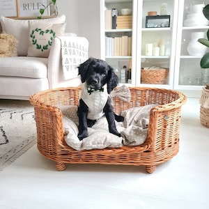 Wicker Dog Bed, Ecological Accessories for Pet, Natural Color of Wicker, Dog Home, Cat Home, Comfy Pet Bed, Handmade Basket for Pets