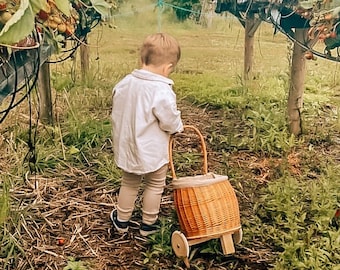 Wicker Kinderwagen Anhänger, Handgefertigter Kinderwagen, Ökologischer Wicker Kinderwagen, Kinderwagen für Jungen und Mädchen