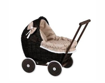 Wicker Baby Carriage, Wicker Doll Stroller, Wicker Doll Pram, Natural Doll Carriage, Wicker Willow Doll Stroller, Doll Stroller