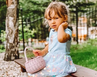 Wicker Gift Basket, Easter Basket for Child, Round Wicker Basket, Painted Basket, Ecological Handmade Basket, Handicraft, Trinket Basket