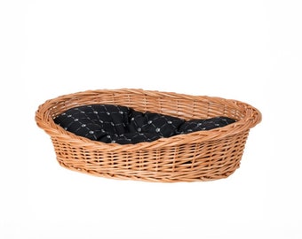 Lit pour animaux en osier, accessoires naturels pour chien, fait à la main, panier rond pour animaux, maison pour chien