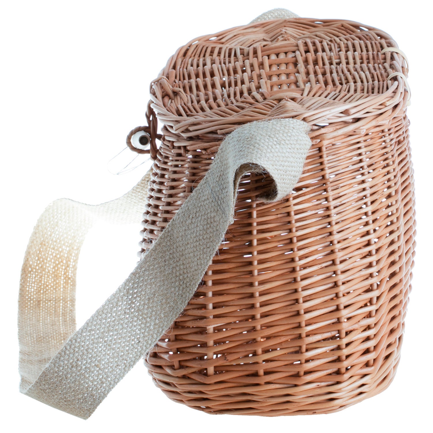 Fish Basket, Woven Wicker Fishing Basket Fish Basket With Shoulder