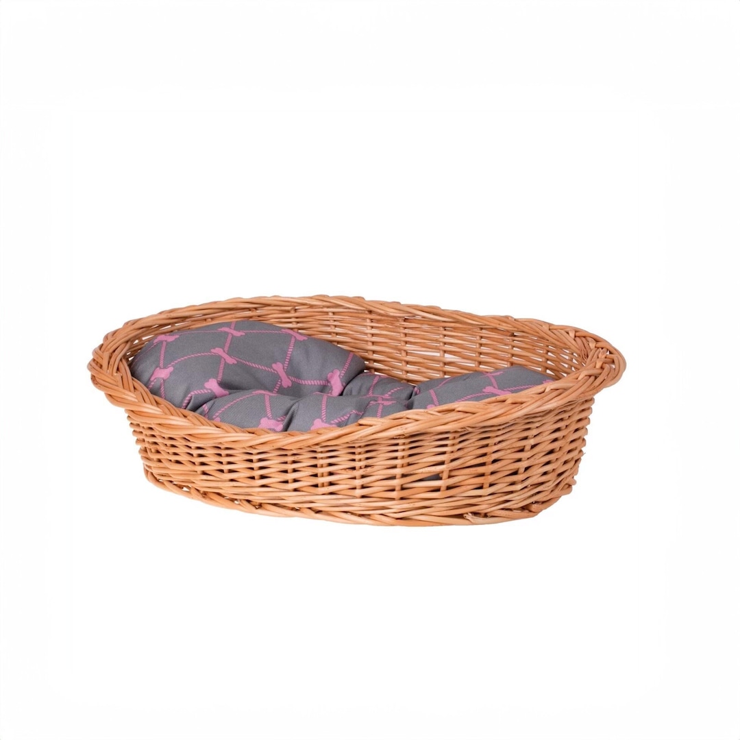 Wicker Dog Bed, Ecological Accessories for Pet, Natural Color of Wicker