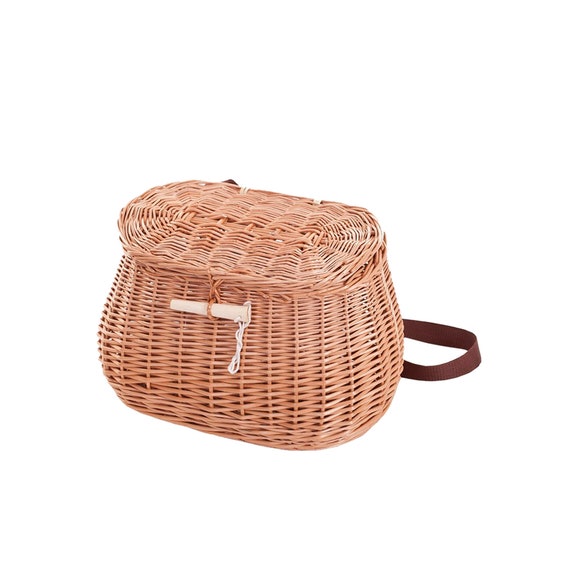 Natural Wicker Fishing Basket Fish Basket With Shoulder Strap