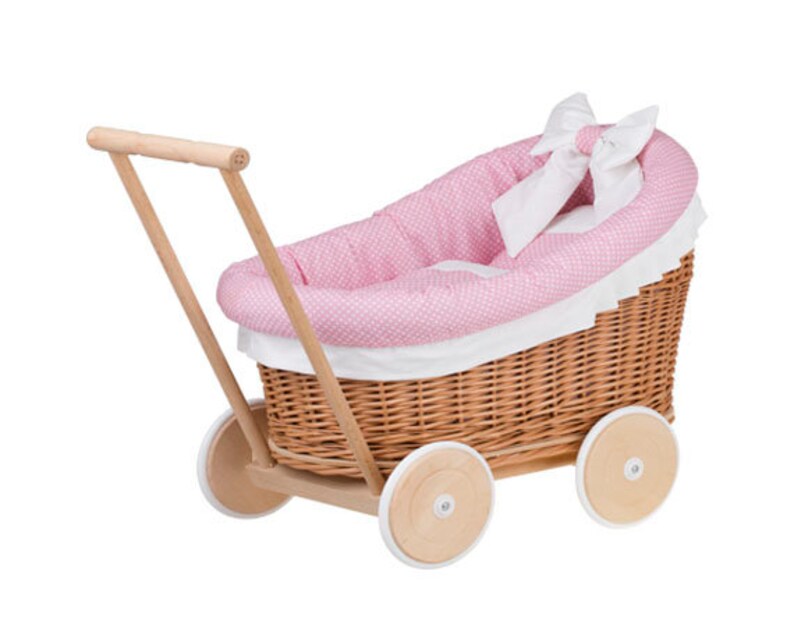 Wicker Dolls Pram with bedding exclusive eco toy for girl Etsy
